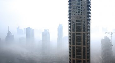 Morning fog at Dubai Marina