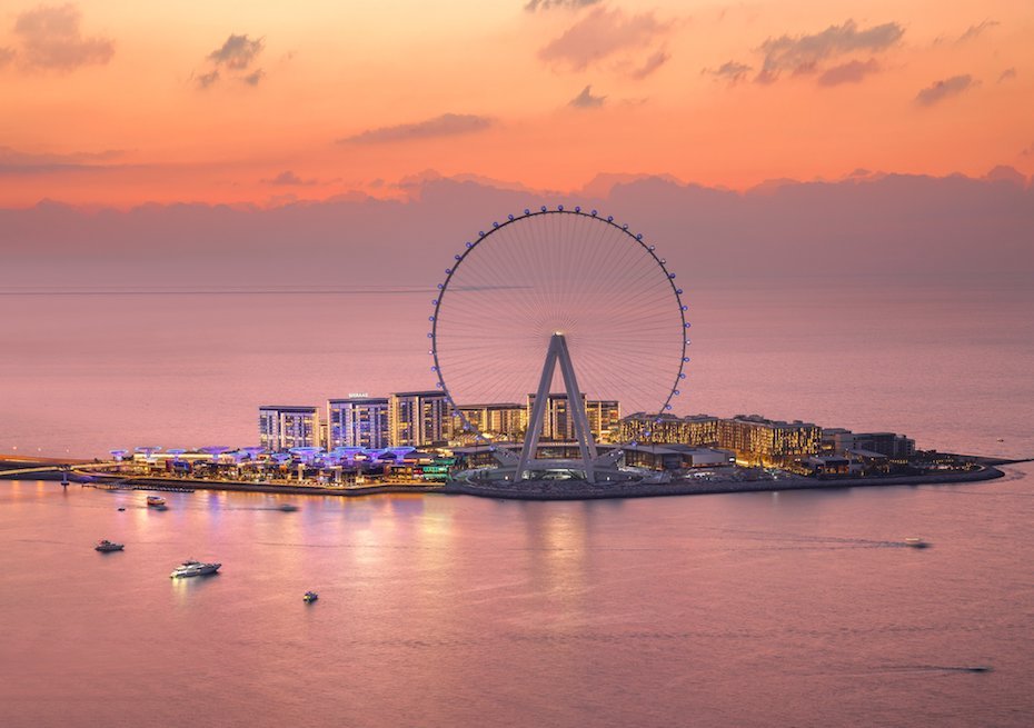 observation wheel Ain Dubai in the sunset