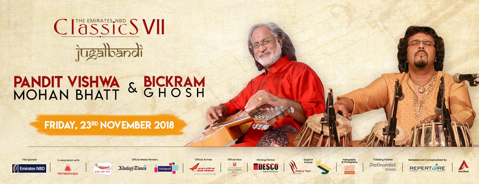 Pandit Vishwa Mohan Bhatt and Bickram Ghosh – Live concert - Coming Soon in UAE