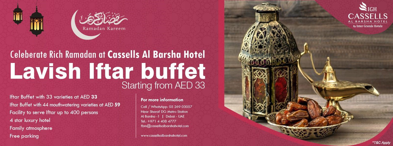 Iftar at Cassells Al Barsha Hotel - Coming Soon in UAE
