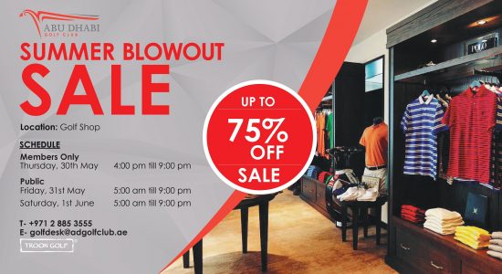 Summer Blowout sale at Abu Dhabi Golf Club - comingsoon.ae