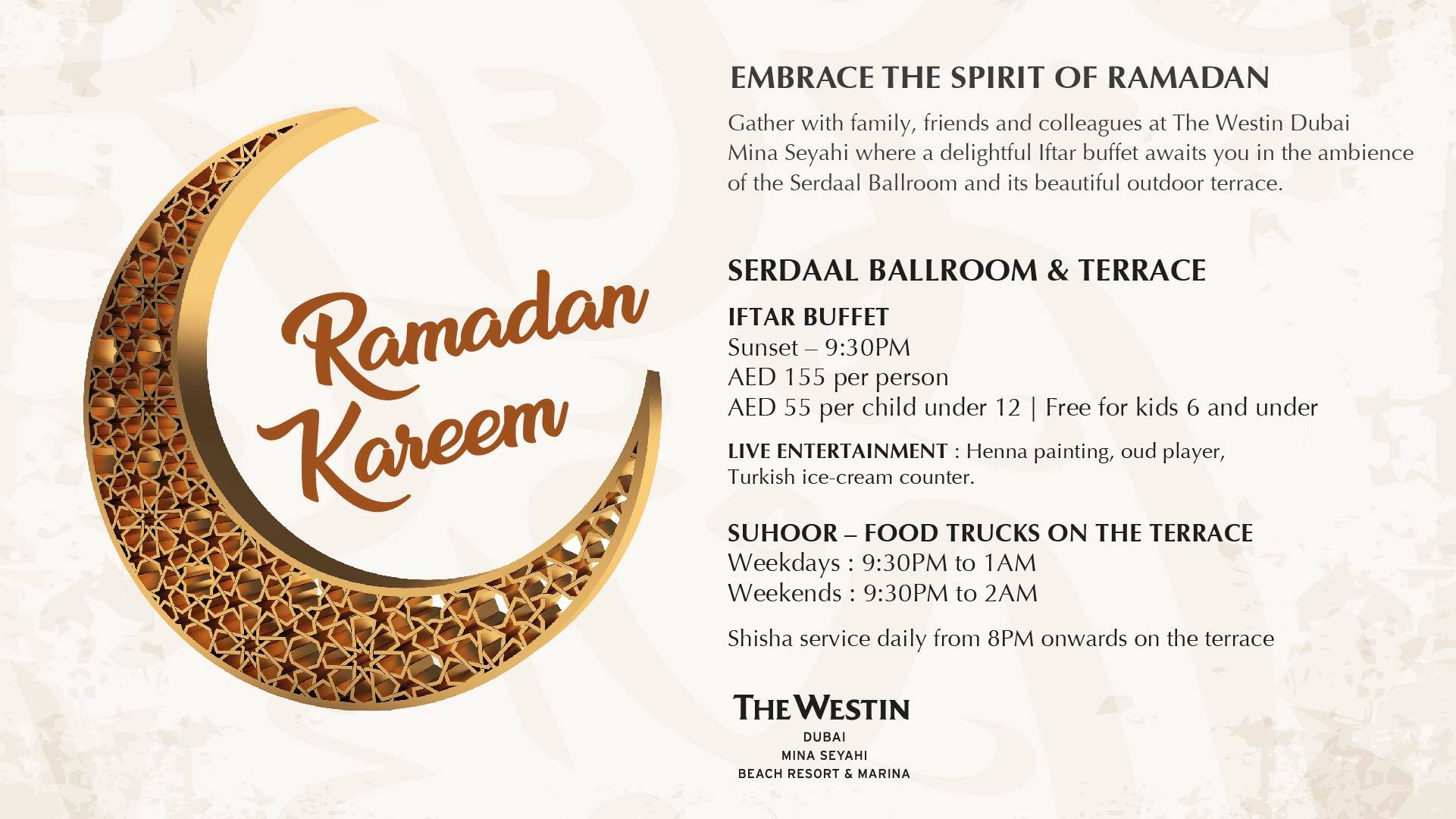 Iftar at The Westin Dubai Mina Seyahi - Coming Soon in UAE