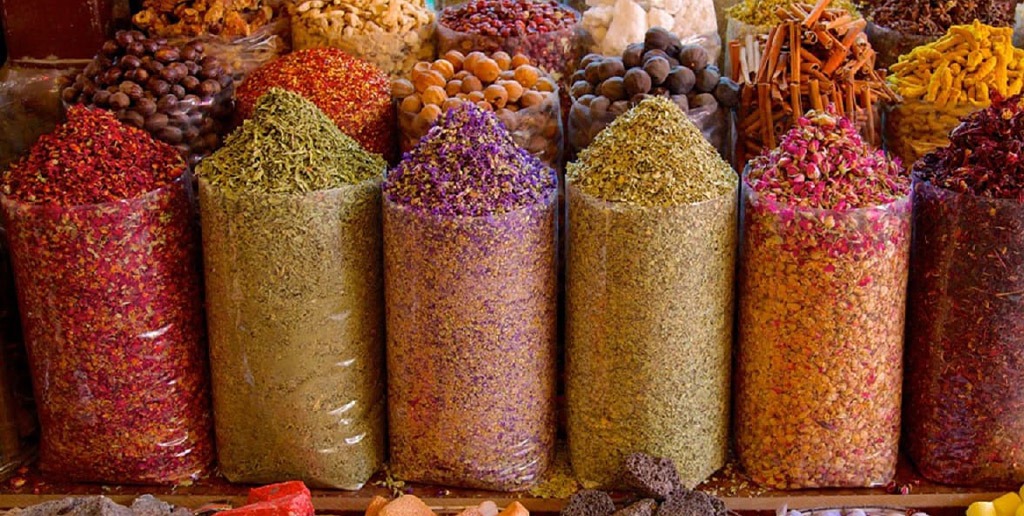 spices and herbs at Dubai Spice Souk