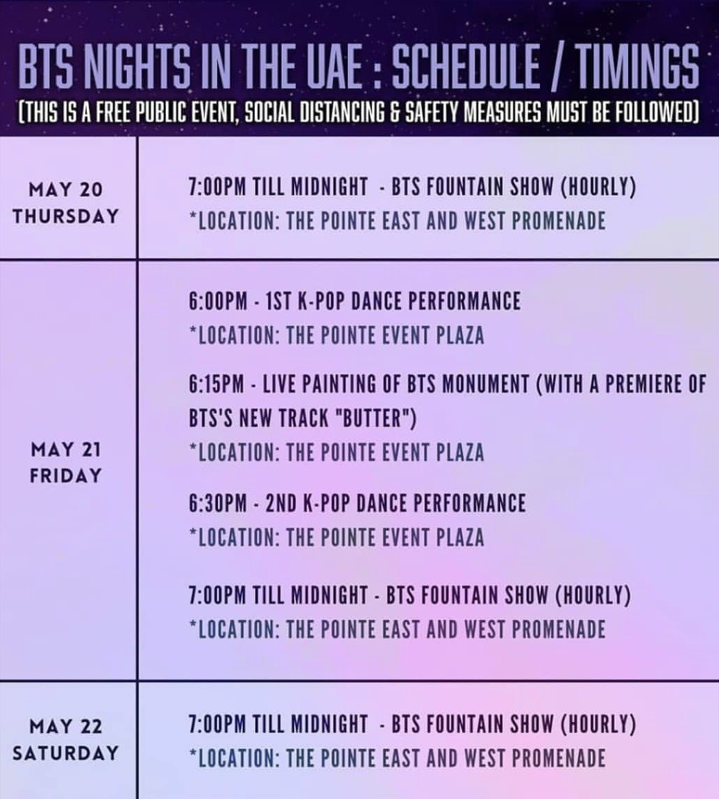 “BTS Nights in the UAE” fountain show in Dubai | Coming Soon in UAE
