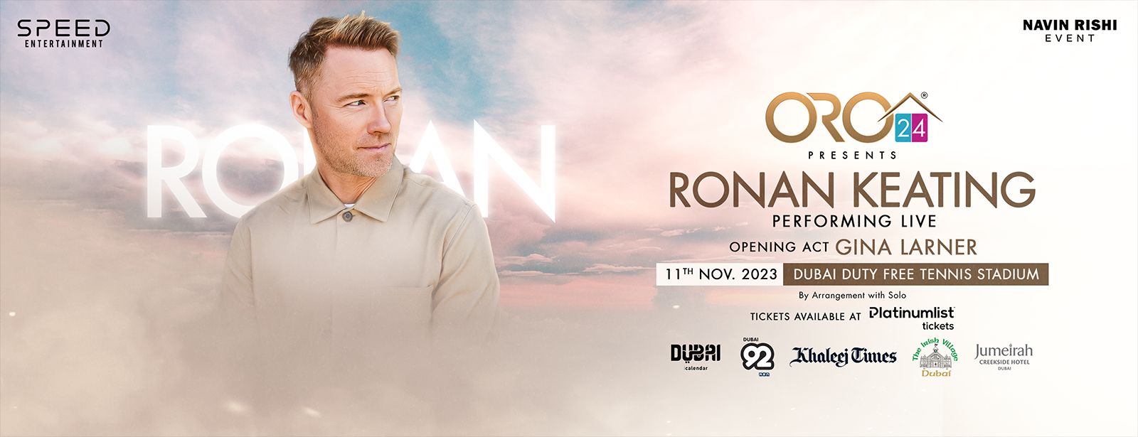Speed Entertainment presents: Ronan Keating Live Concert in Dubai - Coming Soon in UAE