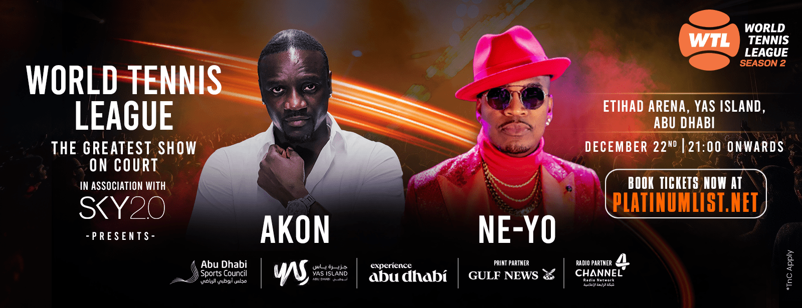 World Tennis League Season 2 Presents Akon and Ne-Yo at Etihad Arena Abu Dhabi 2023 - Coming Soon in UAE