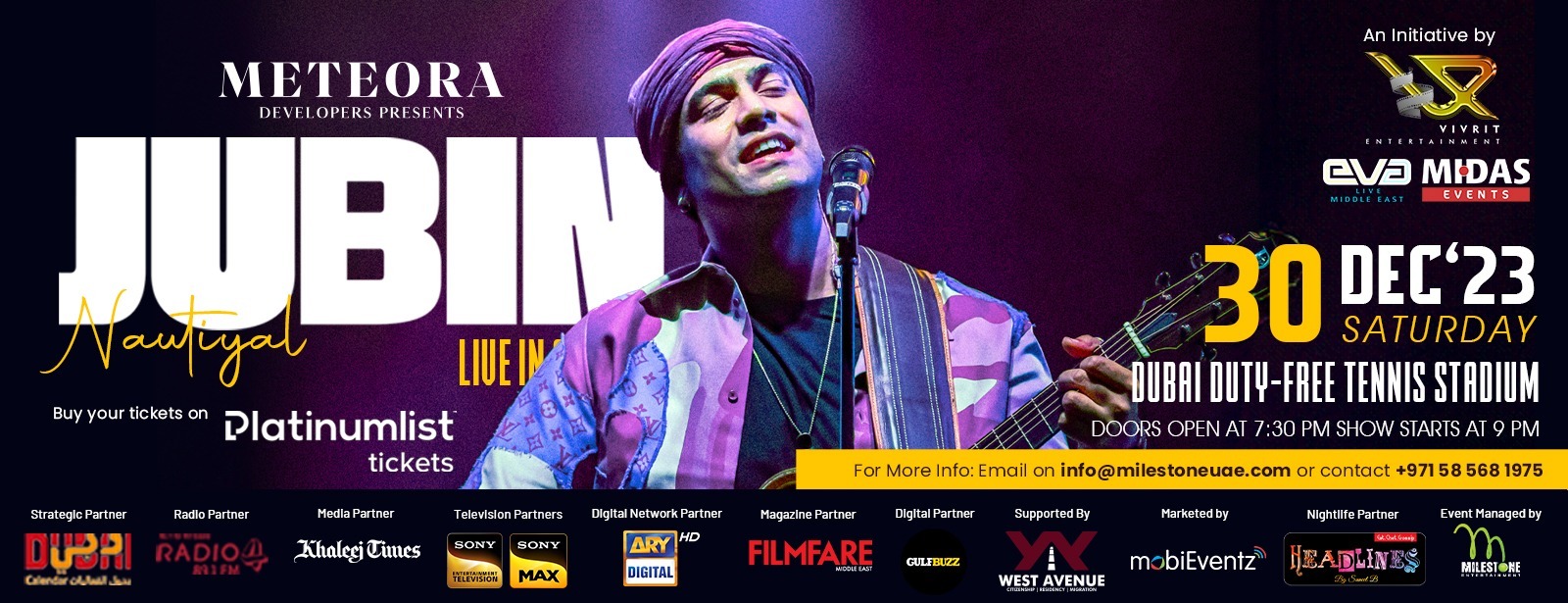 Jubin Nautiyal Live in Concert at Dubai Duty Free Tennis Stadium - Coming Soon in UAE