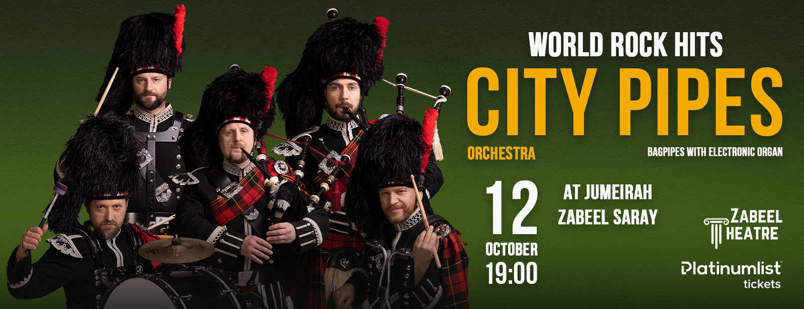 City Pipes Orchestra: World Rock Hits on Bagpipes with Electronic Organ at Zabeel Theatre - Coming Soon in UAE