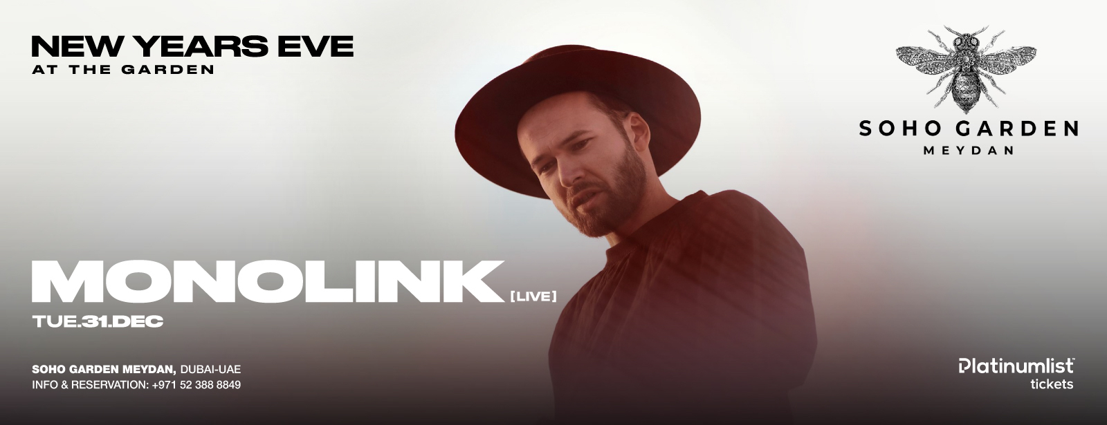 Monolink LIVE on NYE at Soho Garden Meydan in Dubai - Coming Soon in UAE