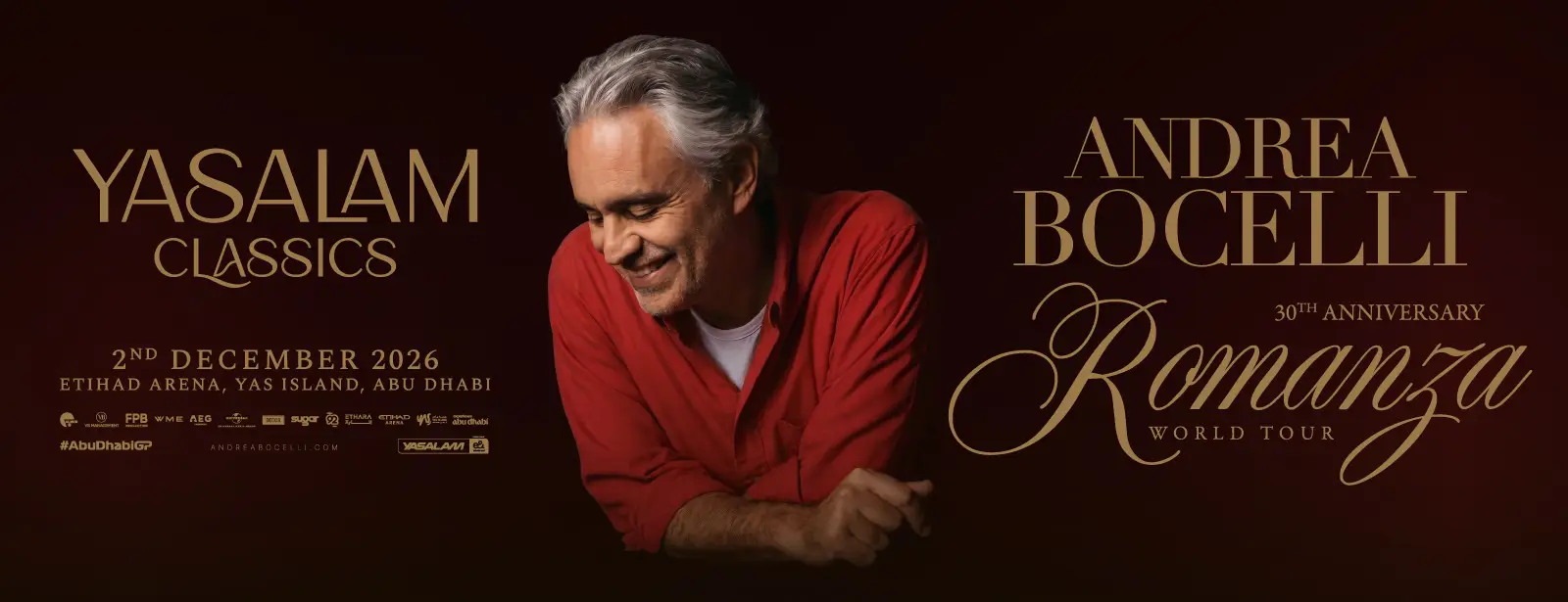 Andrea Bocelli Live in Abu Dhabi - Coming Soon in UAE