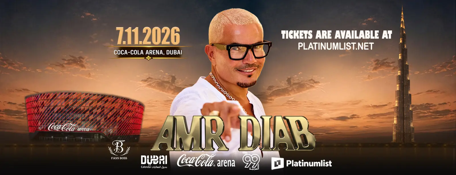 Amr Diab Live in Dubai 2026 at Coca-Cola Arena - Coming Soon in UAE